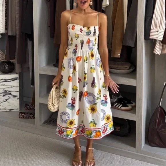 H&M SMOCKED-BODICE DRESS SIZE XS - Picture 3 of 7